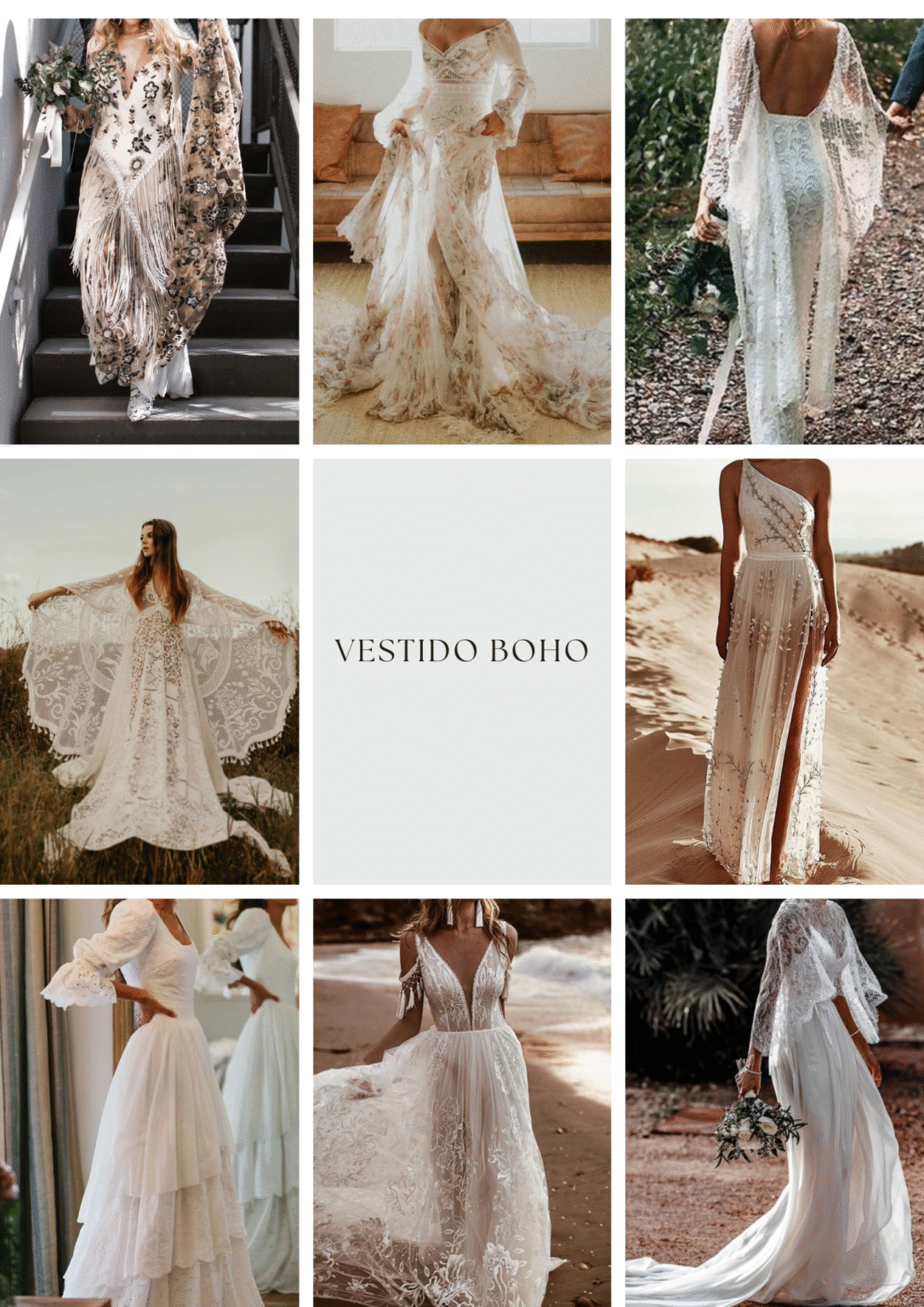 Ejemplos de vestidos de novia para boda boho chic