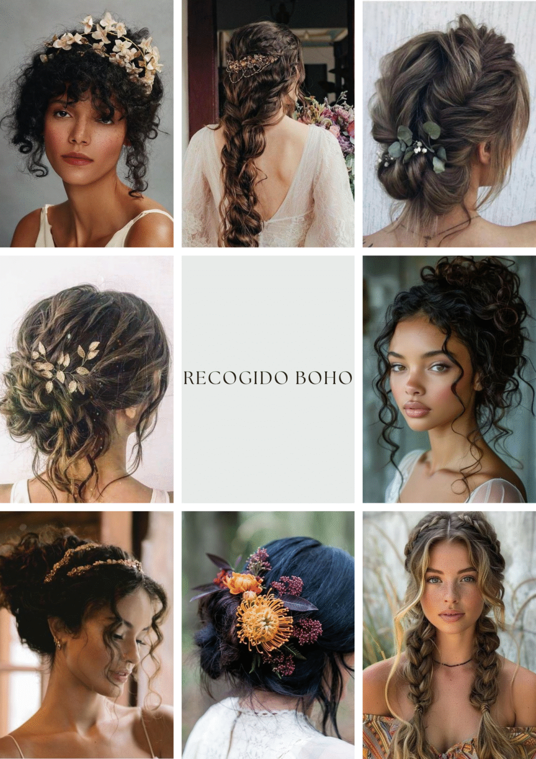 ejemplos de peinados recogidos para novias estilo boho chic