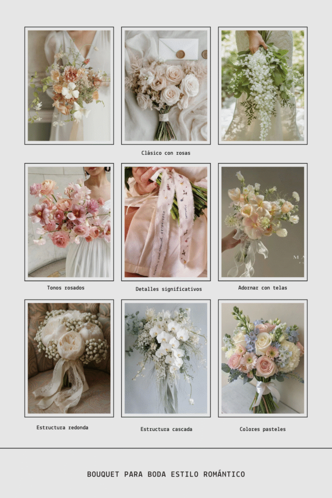 Ejemplos de bouquet para una boda de estilo romántico
