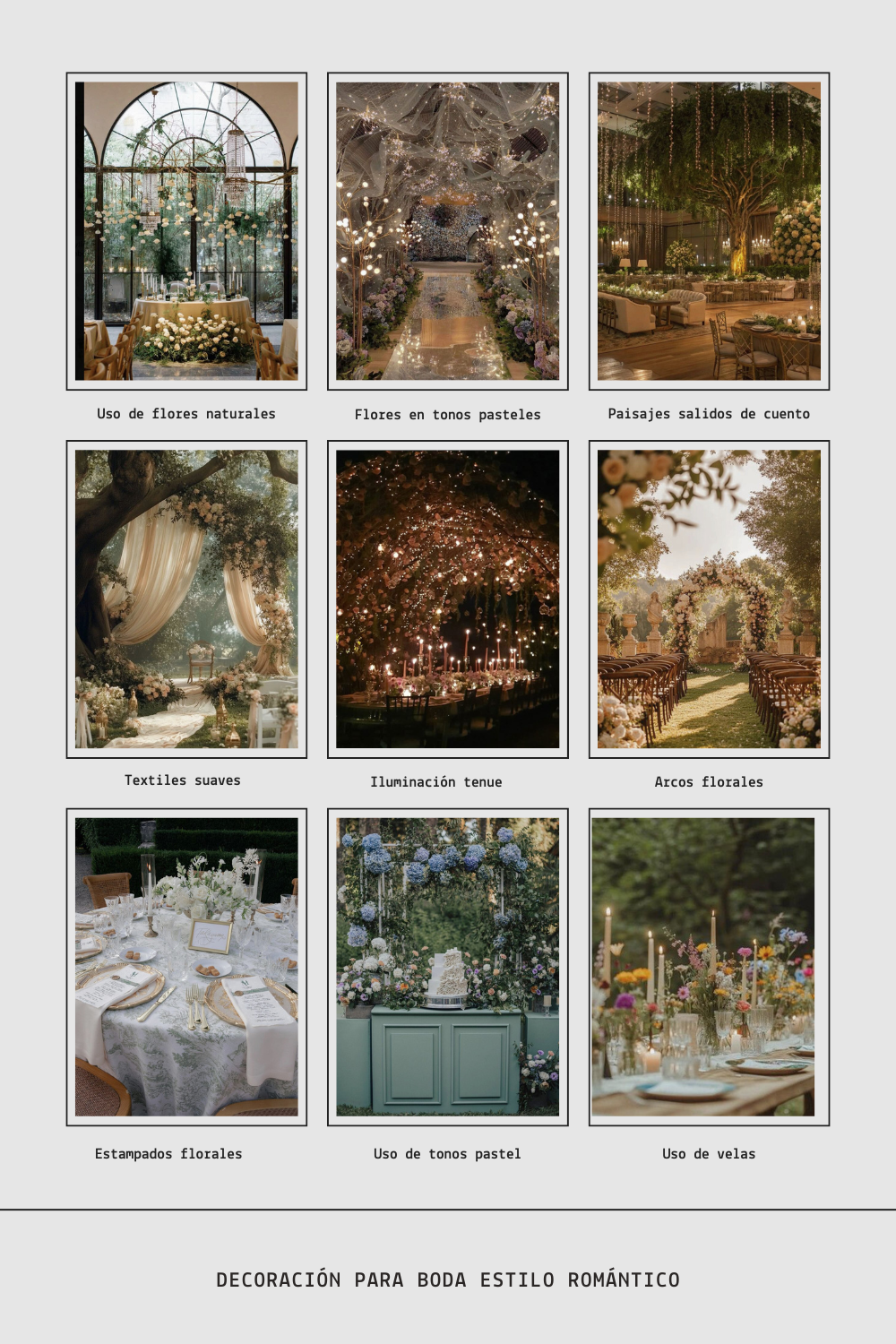 Ejemplos de decoracion para un boda estilo romantico