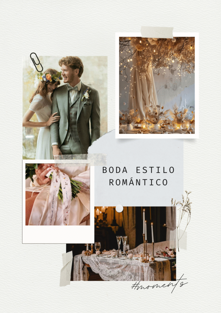 Detalles de una boda estilo romántico