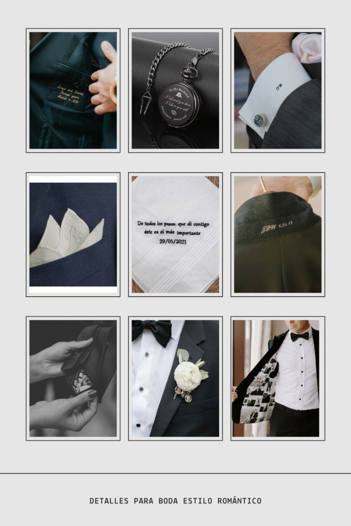 Ejemplo de accesorios para el novio en una boda estilo romántico